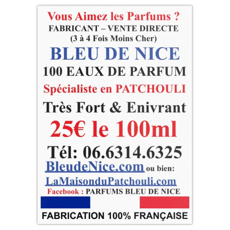 PATCHOULI TRÈS FORT - EAU DE PARFUM (Flacon Simple 100ml / Sans Boite)